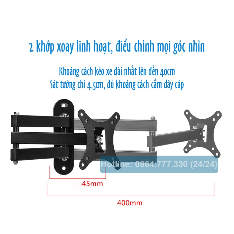 Giá treo màn hình CP102 – Giá treo màn hình máy tính/Tivi - Xoay đa năng/ trái-phải 180độ – Gắn tường  [14 - 32 inch]