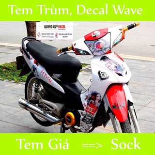 Tem trùm xe Wave alpha 100 samurai trắng đỏ