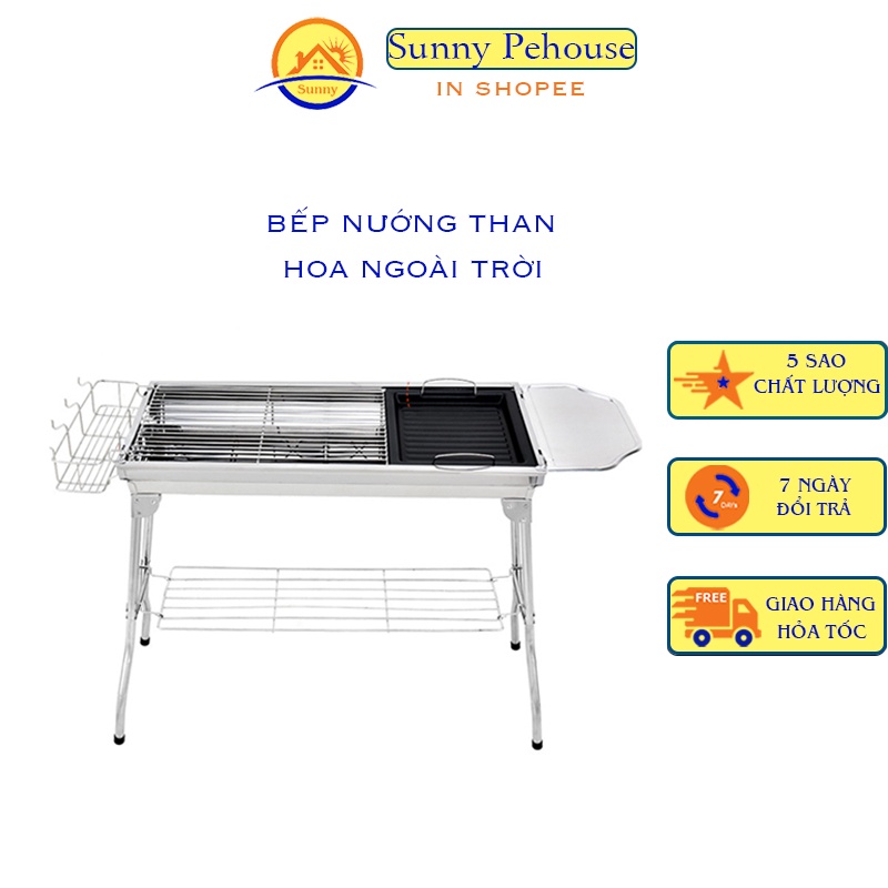 Bếp nướng than hoa ngoài trời chất liệu inox có thể thay đổi kích thước TẶNG KÈM phụ kiện nướng