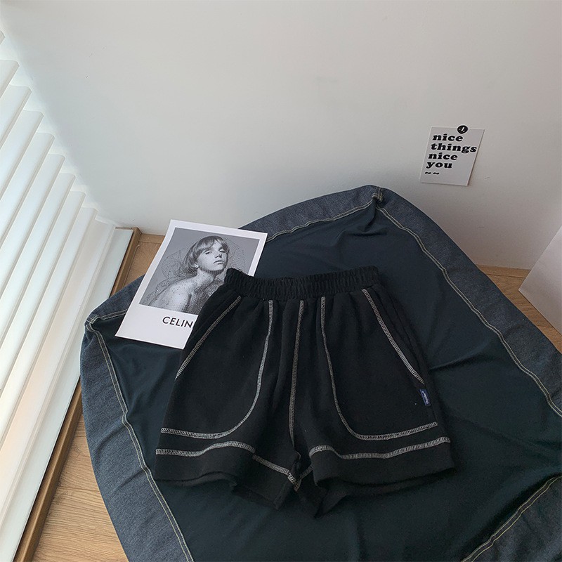 Quần Short Chỉ Viền Nữ - Quần Đùi Mặc Nhà Dáng Rộng Chỉ Nổi Ulzzang Siêu Hot | BigBuy360 - bigbuy360.vn