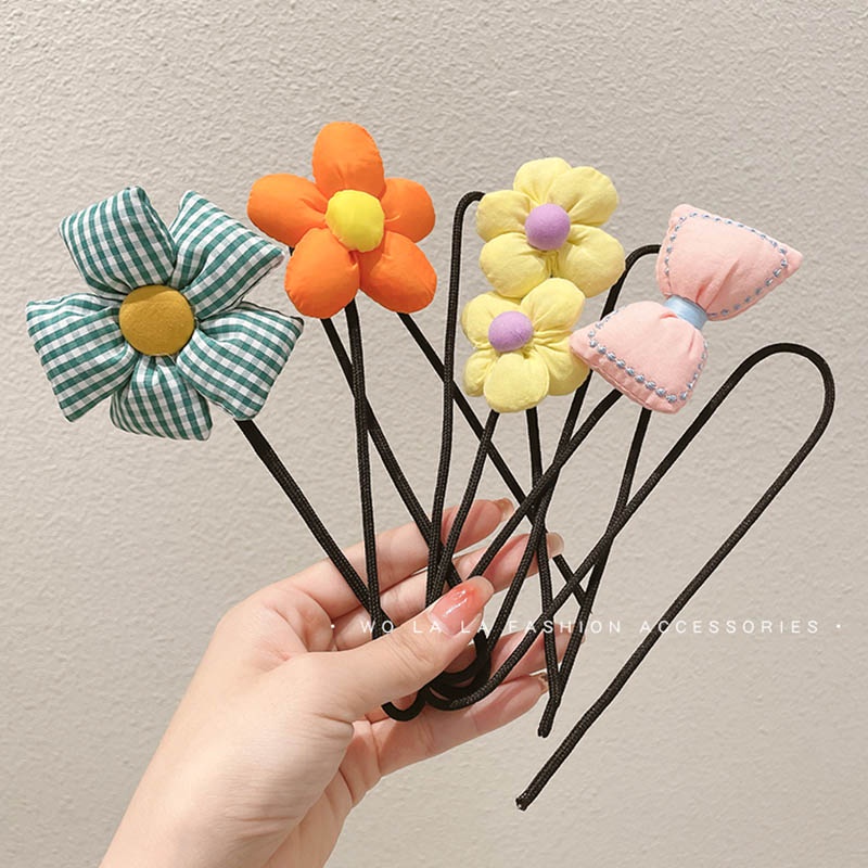 Dây Cột Tóc Đính Hoa Dễ Thương Phong Cách Hàn Quốc