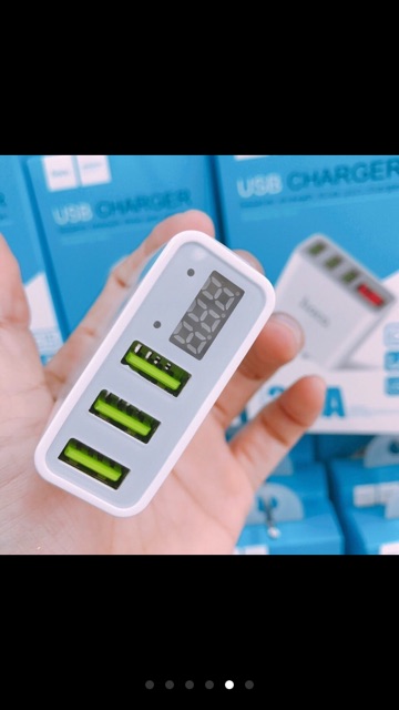 CỦ SẠC 3 ĐẦU HIỆU HOCO CÓ ĐÈN LED HIỂN THỊ DÒNG ĐIỆN CHO CÁC MÁY IPHONE SAMSUNG OPPO... MÃ C15