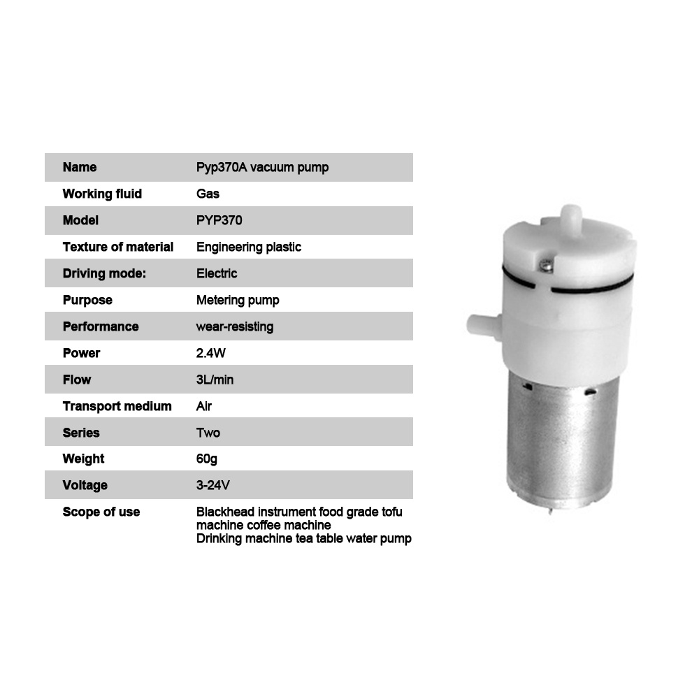 Máy bơm hút chân không DIYMORE siêu nhỏ chạy điện 370 3-24V 24W 3L / phút