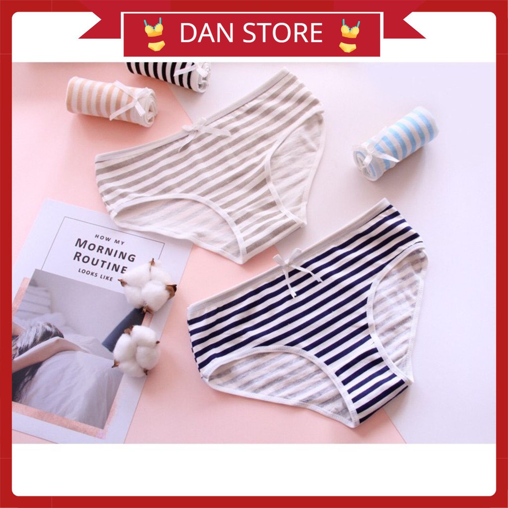 Quần Lót Nữ - Quần Lót Nữ Cotton thiết kế kẻ ngang siêu co dãn mềm mại thoáng mát DAN STORE MÃ 520
