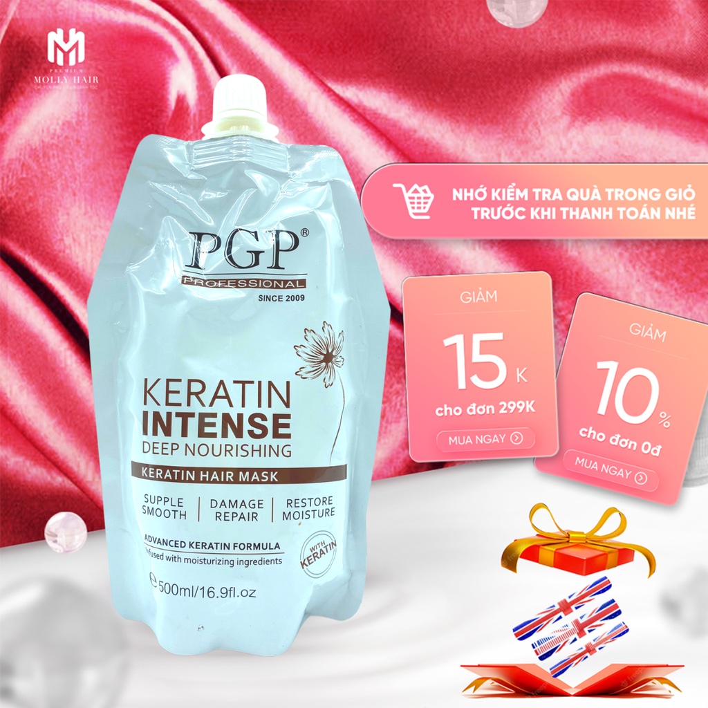 Hấp dầu ủ tóc cao cấp Mollyhair thương hiệu PGP, giữ màu tóc nhuộm và tạo độ ẩm tối đa cho tóc 500ml