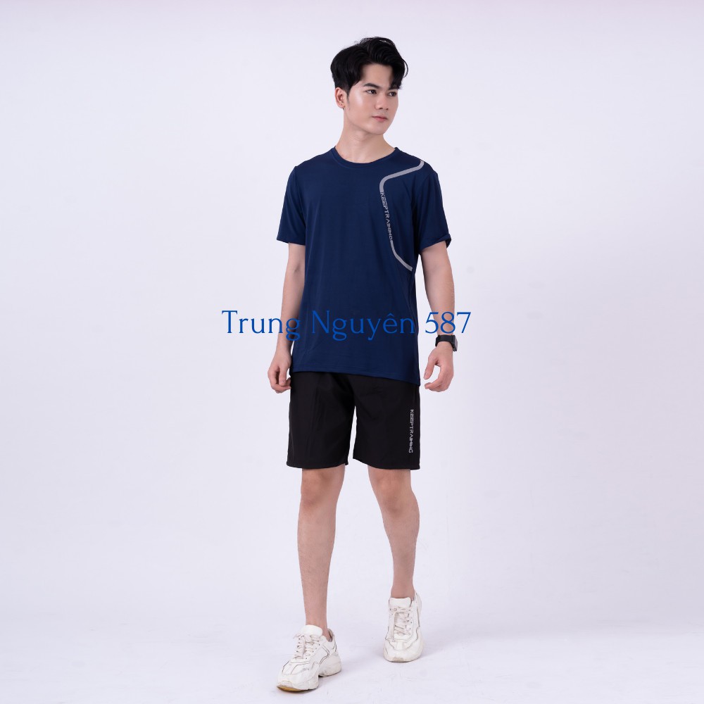 Keep training bộ thể thao nam cổ tròn hot chào hè 2021,chất vải thun lạnh thoáng mát năng động, | BigBuy360 - bigbuy360.vn