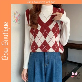 Áo Gile Len Nữ Dày Dặn Họa Tiết Caro Nhiều Màu Phong Cách Ulzzang [LGC]