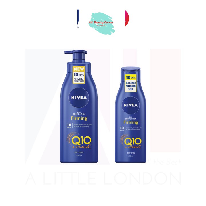 [Mã khuyến mãi] Dưỡng thể trắng da mờ thâm nám Nivea Rich Body Lotion Firming Q10 + Vitamin C (Bill Anh)