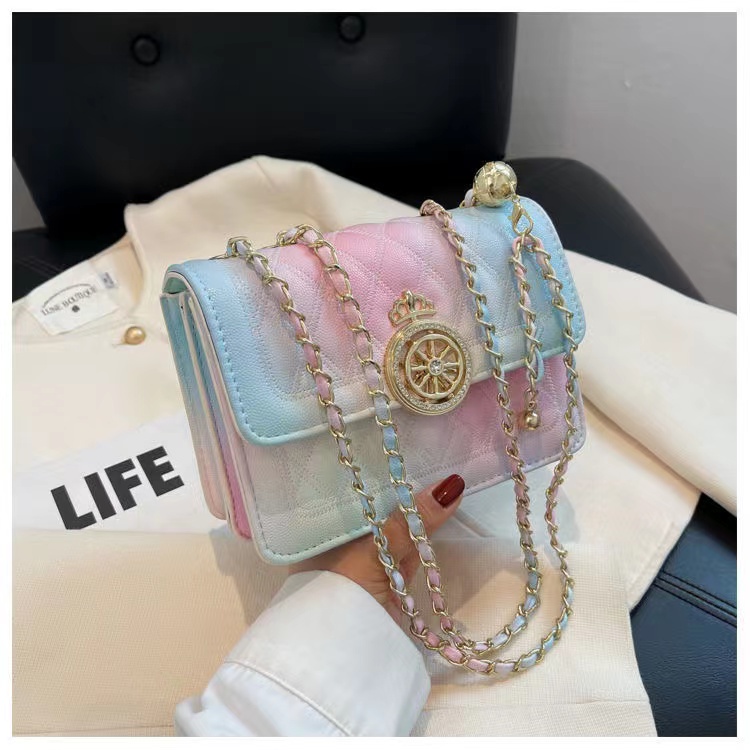 Túi Đeo Chéo Hình Vuông Nhỏ Họa Tiết Kim Cương Phong Cách Mới Mùa Hè Cho Nữ