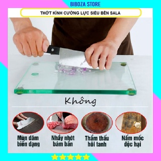 Thớt kính cường lực cao cấp sala trong suốt dày 1,2cm siêu chịu lực có lỗ treo tiện dụng