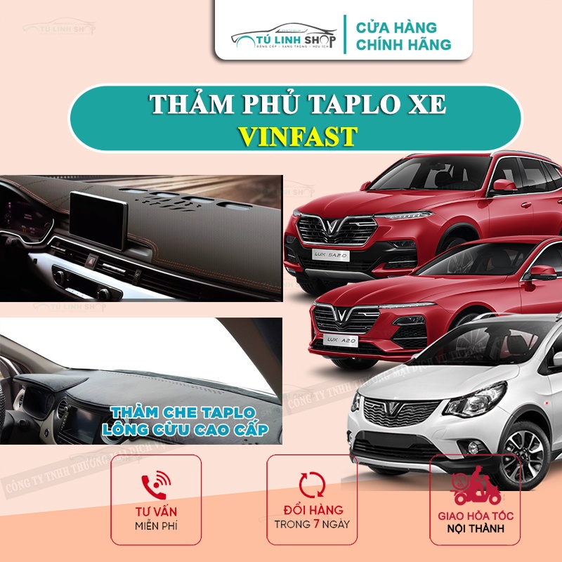 Thảm Taplo ô tô Vinfast Fadil, LUX, LUX SA, VF5, VF8, VF9, VF E34 nhung lông Cừu 3 lớp hoặc Da vân Cacbon