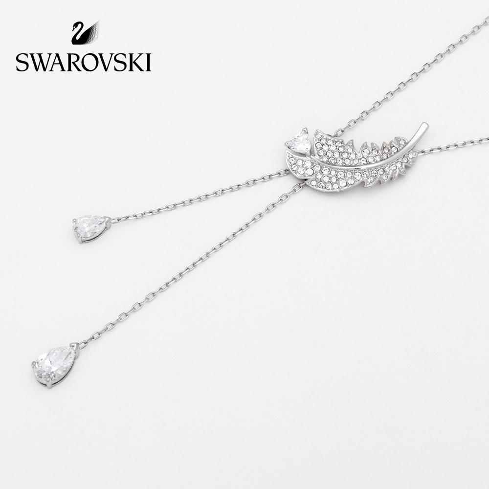 FLASH SALE 100% Swarovski Dây Chuyền Nữ NICE Vòng cổ hình chữ Y với các yếu tố lông vũ FASHION Necklace trang sức đeo Trang sức