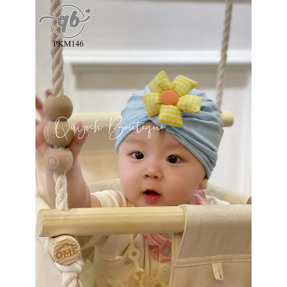 Mẫu Mũ turban nơ kẻ siêu xinh cho bé Quỳnh Boutique