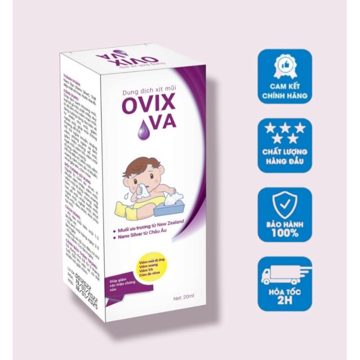 Ovix VA 20ml giảm triệu chứng của viêm mũi dị ứng, viêm VA