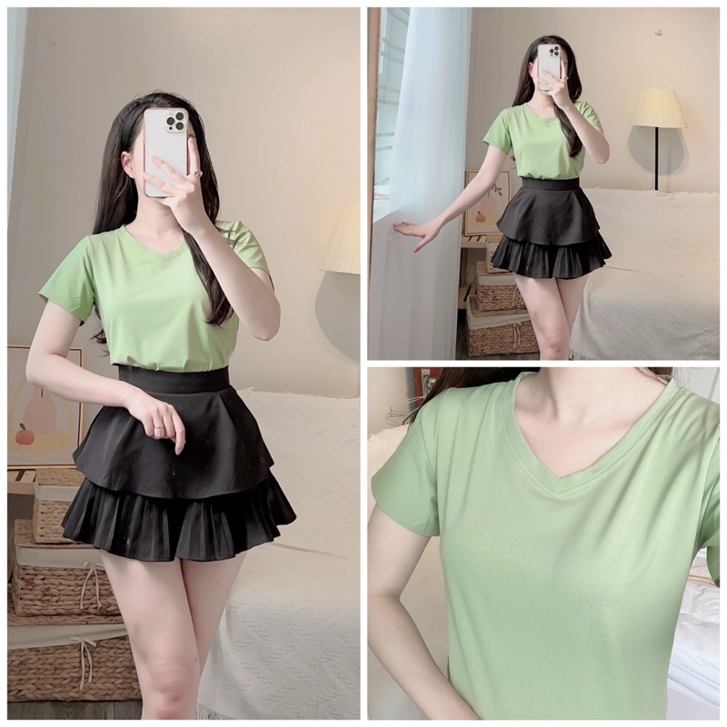 Áo thun thái cổ tim bao chất mịn đẹp