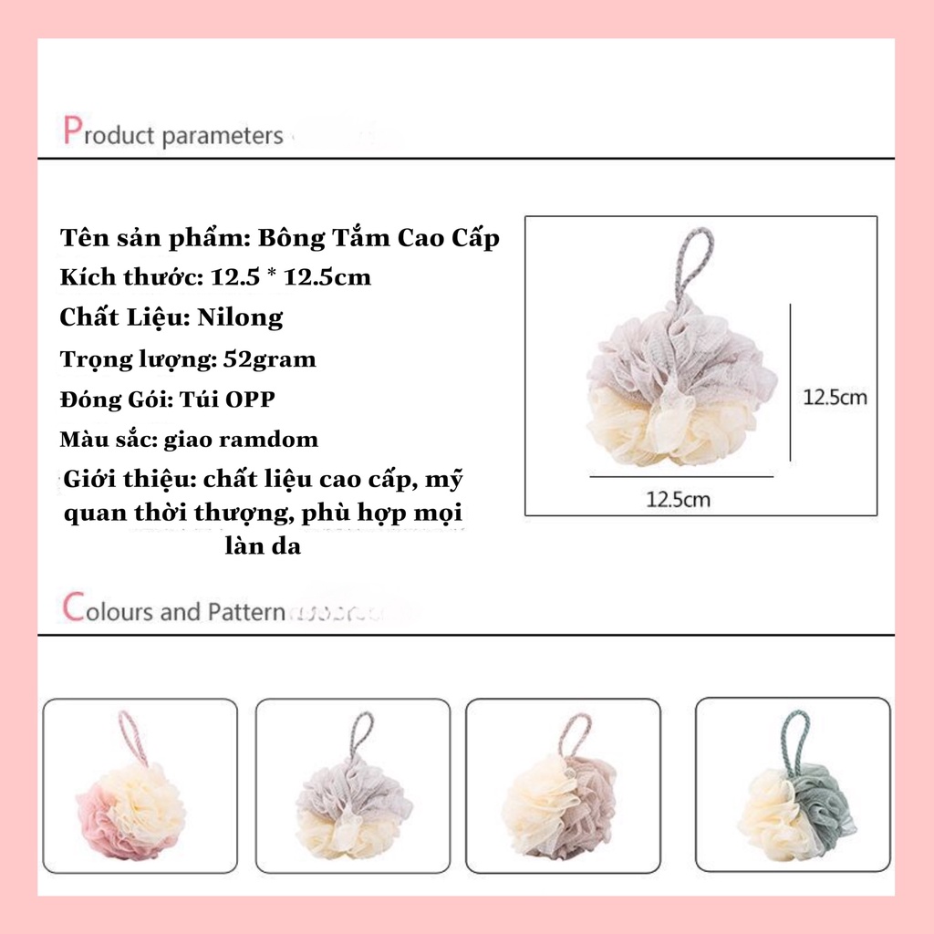 [Đời Sống] Bông Tắm Dạng Tròn Cao Cấp 2 Màu - Siêu Tạo Bọt Kì Cọ Tẩy Da Chết.