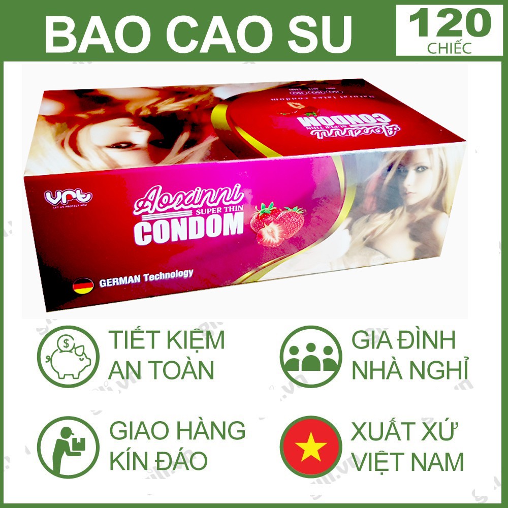 Bao cao su Aoxinni siêu mỏng hương dâu quyến rũ 120 cái