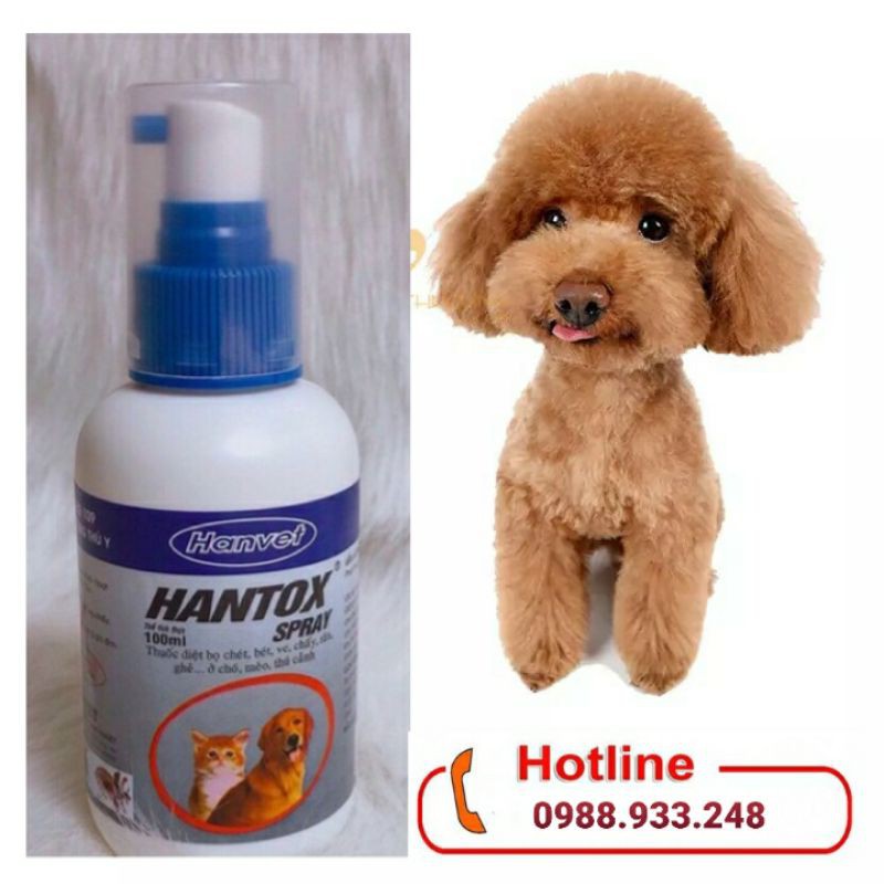 Thuốc xịt HANTOX- SPRAY 100ml New trị rận, ghẻ, ve Chó mèo