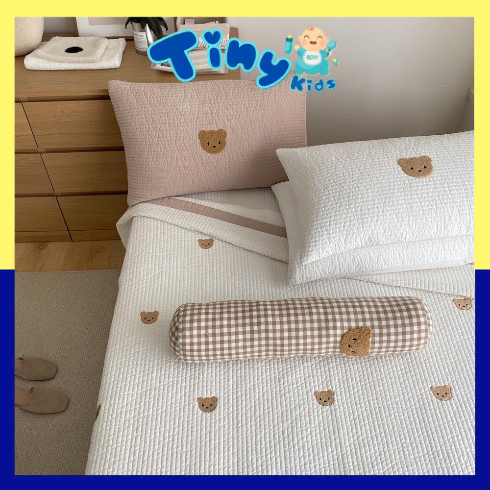 Gối Ôm Tròn Cho Bé Hình Gấu Nâu Cotton Cao Cấp Hàn Quốc - Tiny Kids