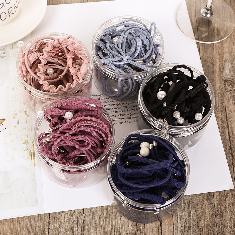 Set 24 dây buộc tóc mềm có hộp phong cách Hàn Quốc