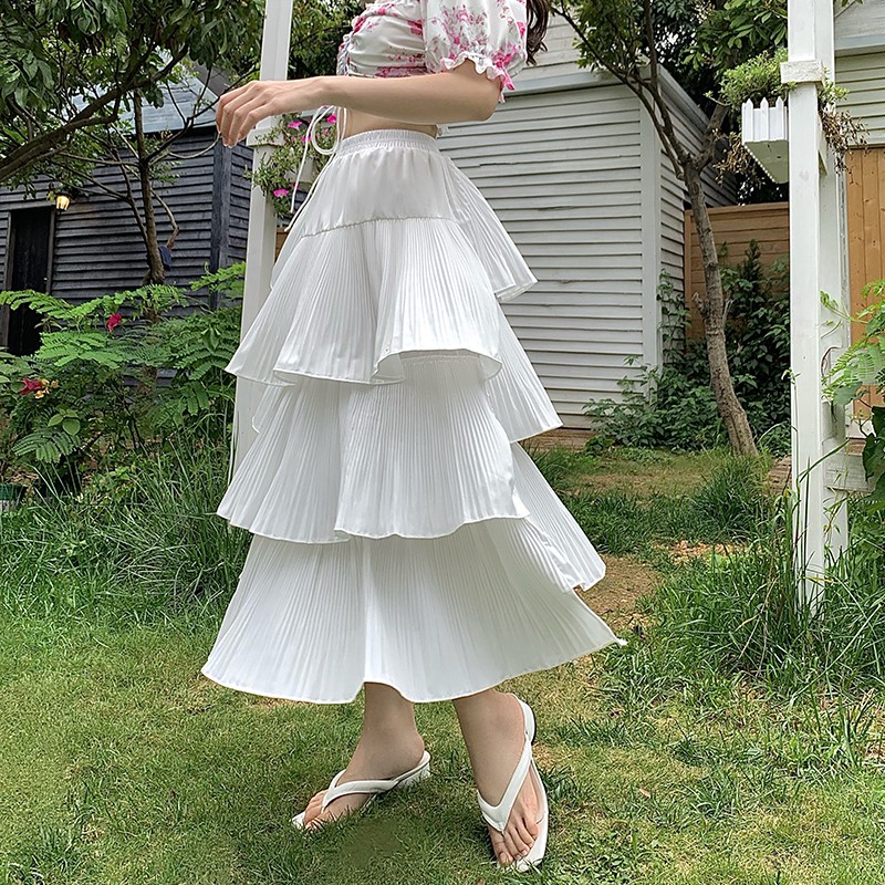 Chân váy dài tầng lệch tà Emilyshop ulzzang