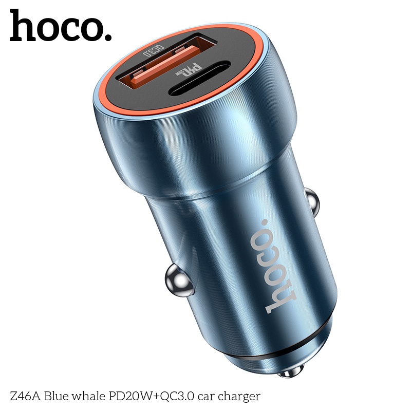 Tẩu sạc nhanh xe hơi HOCO. Z46A QC3.0 QC FCP 3A PD20W Type C thích hợp cho điện thoại iPhone 13 Xiaomi