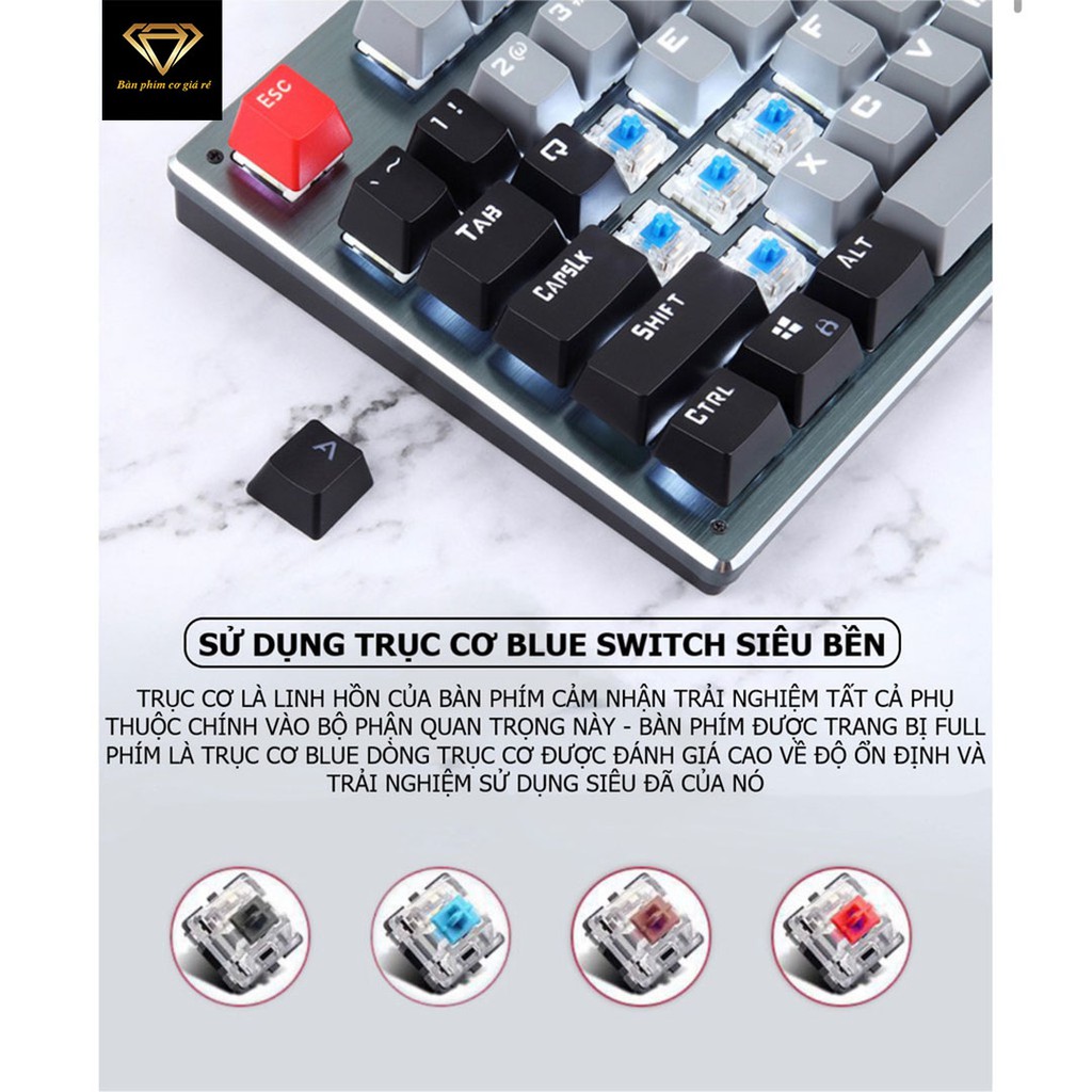 Bàn phím CƠ Bluetooth Không Dây Pin Sạc K950 LED đẹp, phím blue switch cho máy tính pc laptop, điện thoại, máy tính bảng | BigBuy360 - bigbuy360.vn