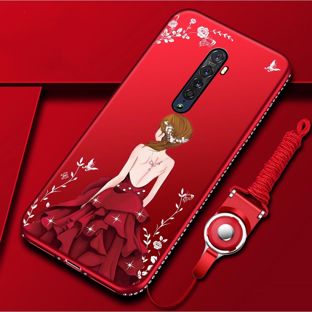 ỐP ĐÍNH ĐÁ OPPO RENO 2F HÌNH CÔ GÁI CAO CẤP ( Tặng Kèm Dây Đeo)