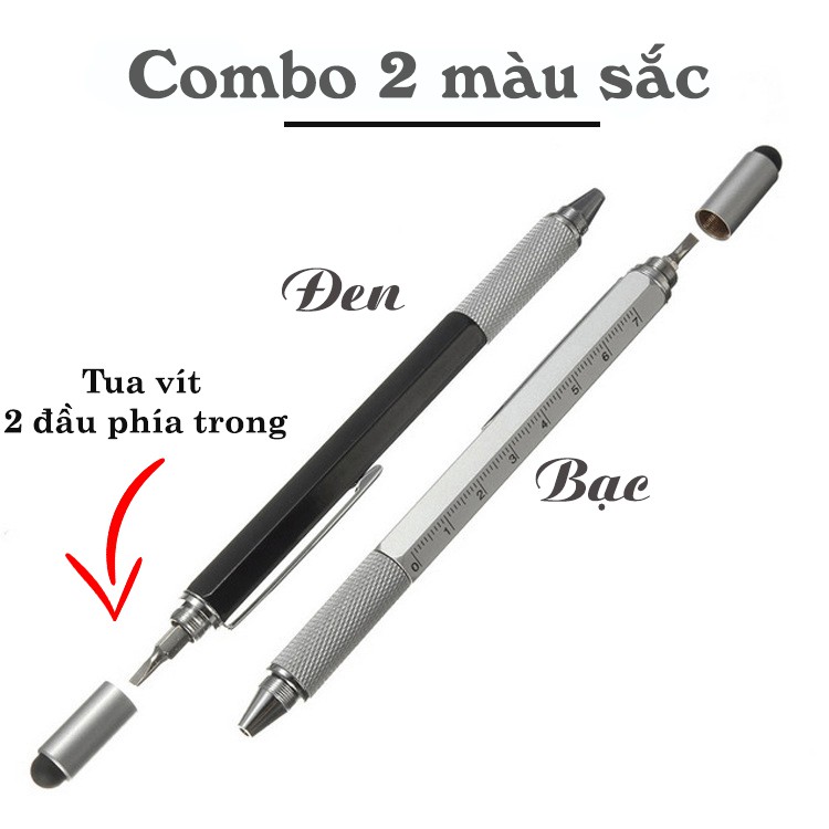 Bộ 2 cây Bút bi đa chức năng có đầu bút cảm ứng kèm tua vít tiện lợi (mực đen)