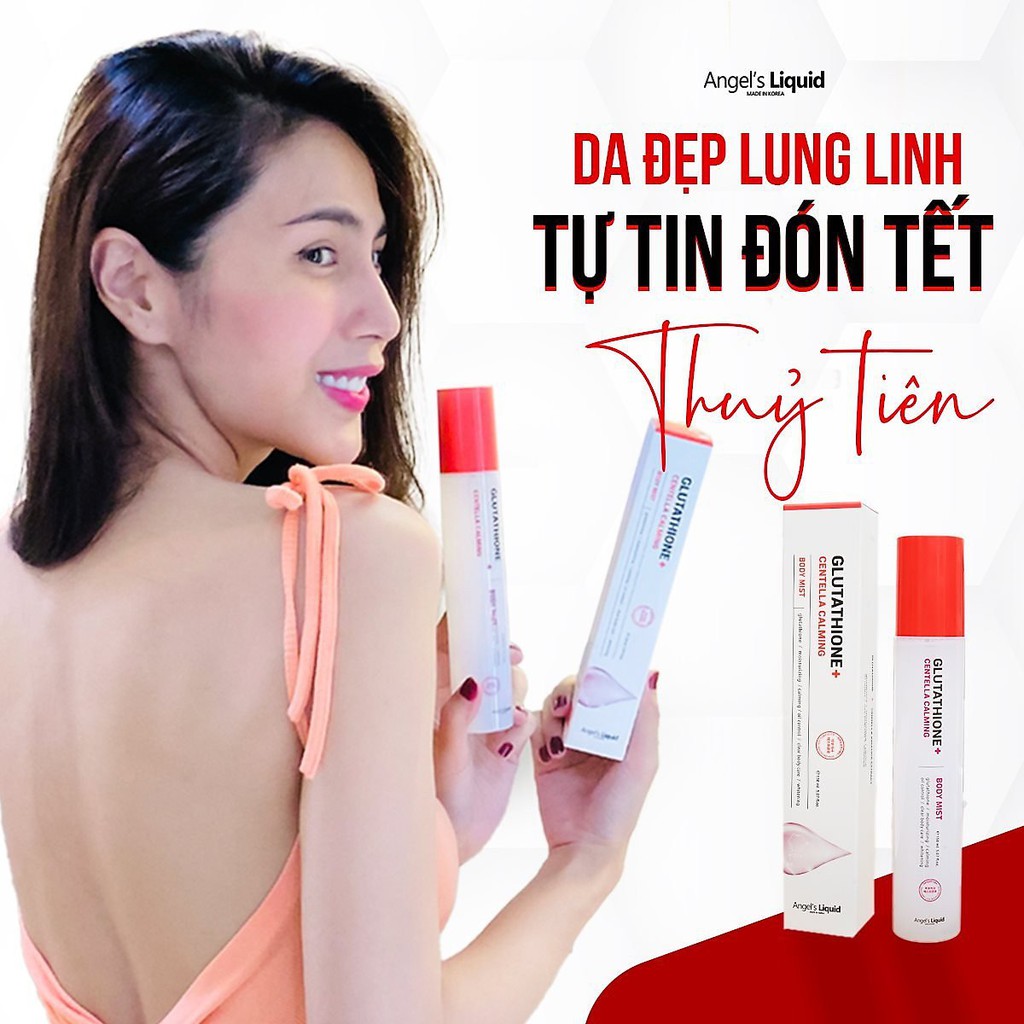 Xịt Body Giảm Mụn Lưng Thâm Mụn Angel's Liquid Glutathione+ Centella Calming Body Mist 150ml