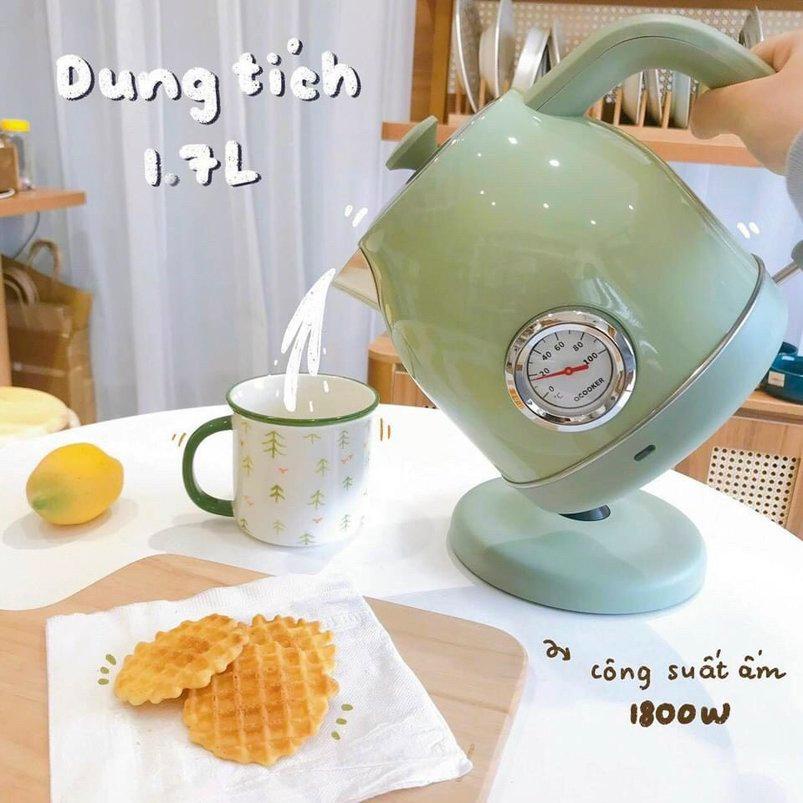 Ấm đun nước siêu tốc Xiaomi Retro oCooker 1,7L , Bình nước siêu tốc có đo nhiệt độ , Bảo hành 1 năm