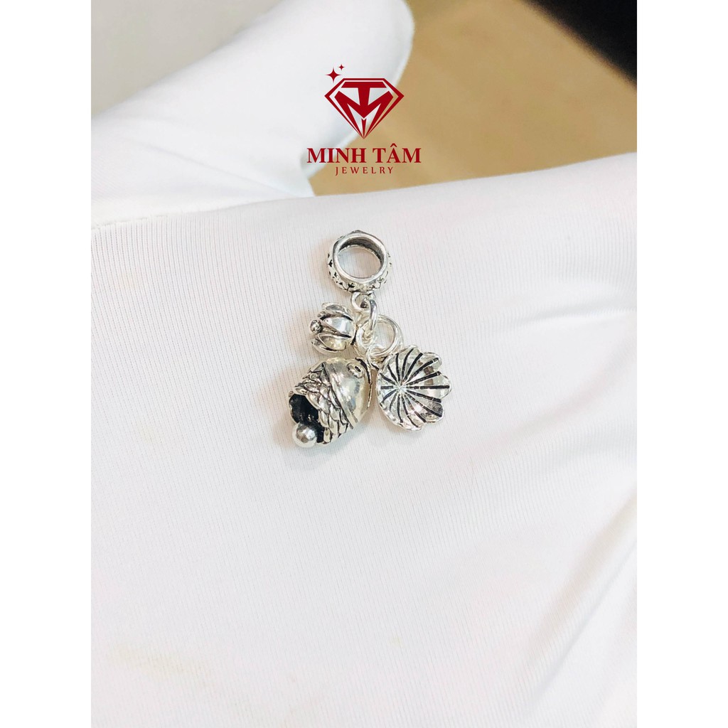 Charm bạc cá chép  nụ hoa sen bạc Thái S925-Minh Tâm Jewelry