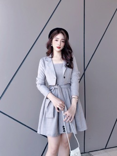 Set blazer áo váy buộc eo V556 KYMIE