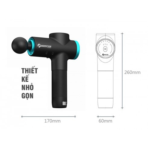 Súng massage cầm tay BOOSTER M2, Máy massage cầm tay Massa toàn thân với 6 đầu 3 tốc độ massa tùy chỉnh giảm đau