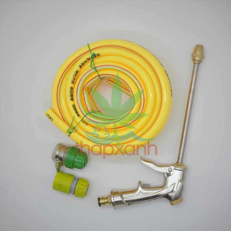 Bộ vòi xịt nước tưới cây, Rửa xe BDT-4225 Vòi đồng VOI-17 + 15m dây 16mm