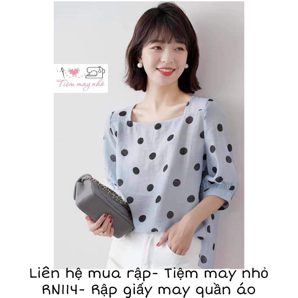 RN114_Rập giấy may áo cổ vuông tay lỡ