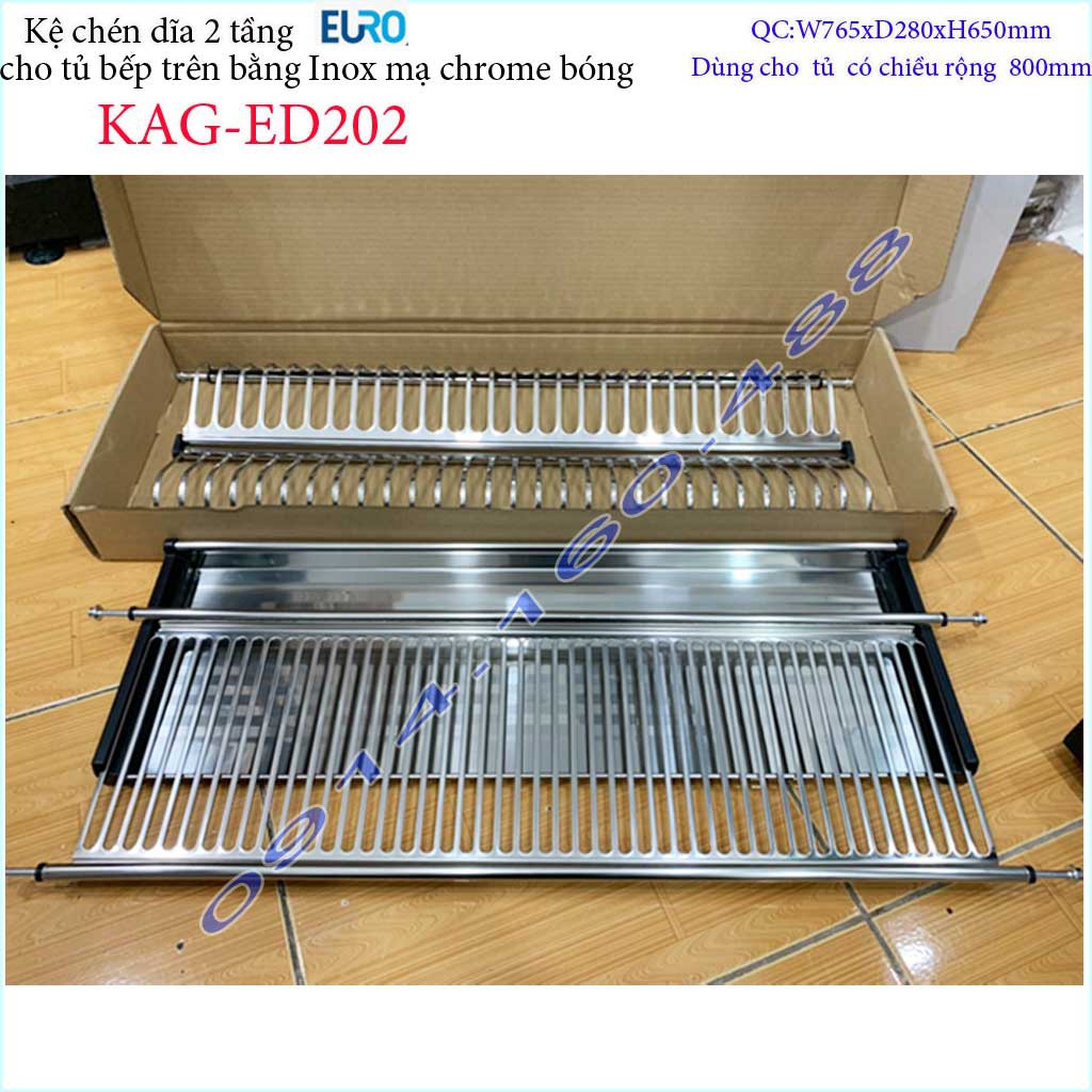 Kệ chén dĩa âm tủ KAG-ED202 - 76.5cm, Kệ chén bát chữ V 2 tầng Euro  76.5cm  khay hứng Inox nước thiết kế đẹp tiện dụng