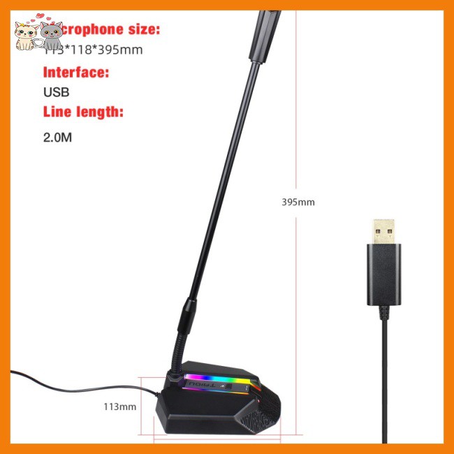 star USB Computer RGB Microphone Kit Luminous Bendable MIC Driver Free Voice Chat Video Conference Microphone