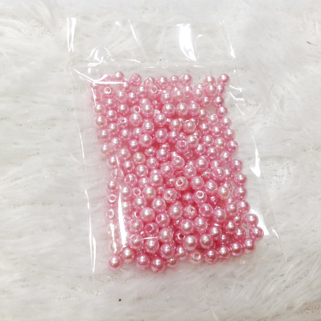 200 hạt cườm nhựa size 4mm tròn nhiều màu hạt xỏ vòng đẹp