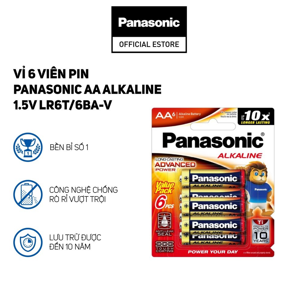 Vỉ 6 viên Pin AA Alkaline 1.5V LR6T/6BA-V - Hàng Chính Hãng