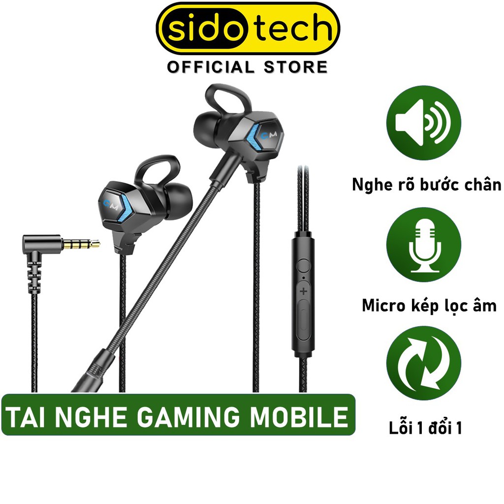 Tai nghe chơi game điện thoại SIDOTECH G28 cho game thủ Esport Pubg / FF / Liên Quân có mic 360 độ chống ồn - Chính Hãng