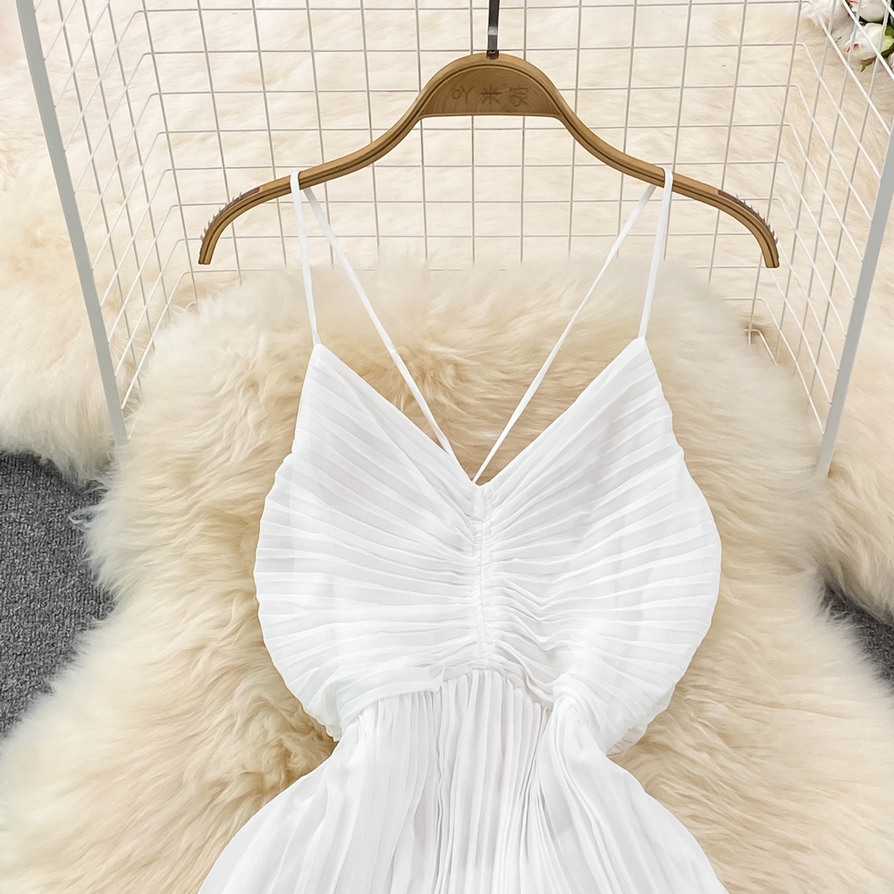 Đầm trắng đi biển Váy nữ đẹp trễ vai maxi 2 dây dài rộng bigsize bikini kiểu Hàn Quốc vintage hở lưng 9648 DK4t4
