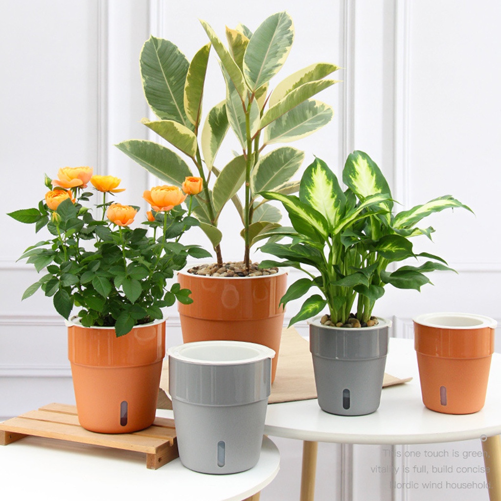 Chậu Trồng Cây Bằng Nhựa Cách Nhiệt Tự Động Kèm Dây Thừng Cotton