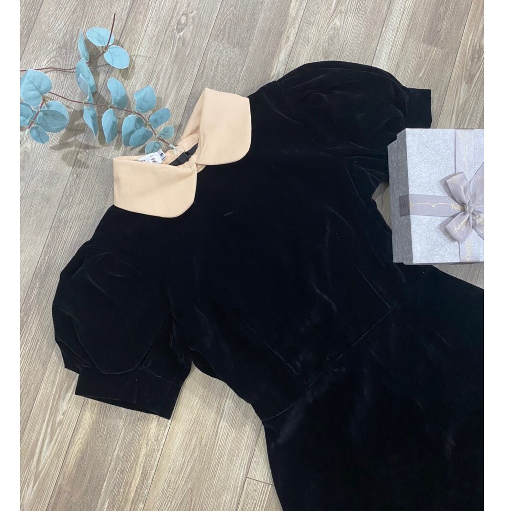 Váy Nhung Xòe Nữ Cổ Bèo Tay Phồng, Đầm Nhung Đẹp Dự Tiệc Màu Đen Thiết Kế Cao Cấp Sang Trọng, Đi Chơi, Đi Làm Vải Loại 1 | BigBuy360 - bigbuy360.vn