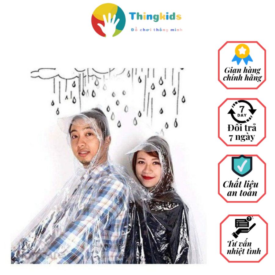 Áo mưa trong suốt 1 đầu và 2 đầu - Thingkids