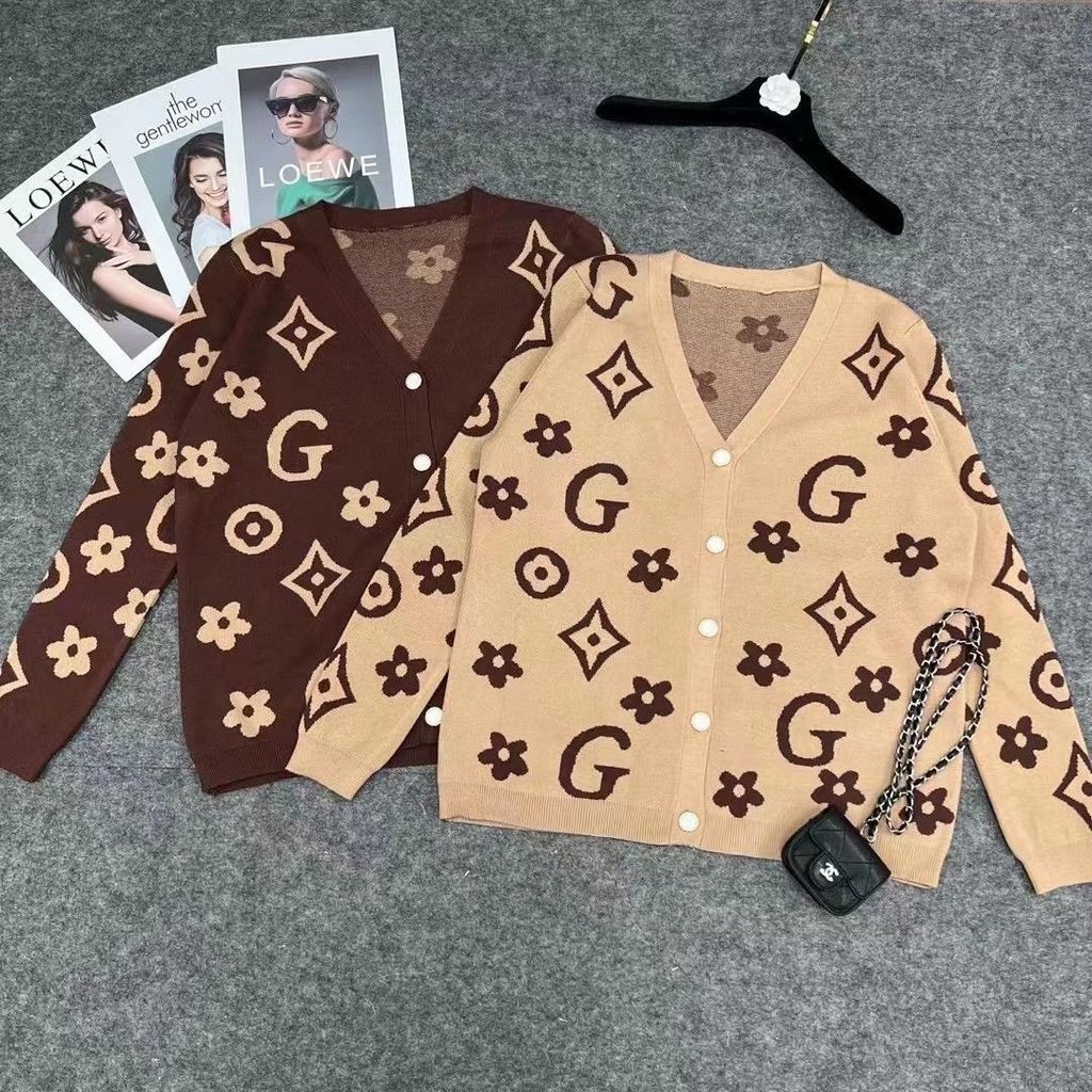 Hàng Có Sẵn!Gucci!Áo Khoác Cardigan Dệt Kim Dáng Rộng Cổ Chữ V Thiết Kế Mới Thời Trang