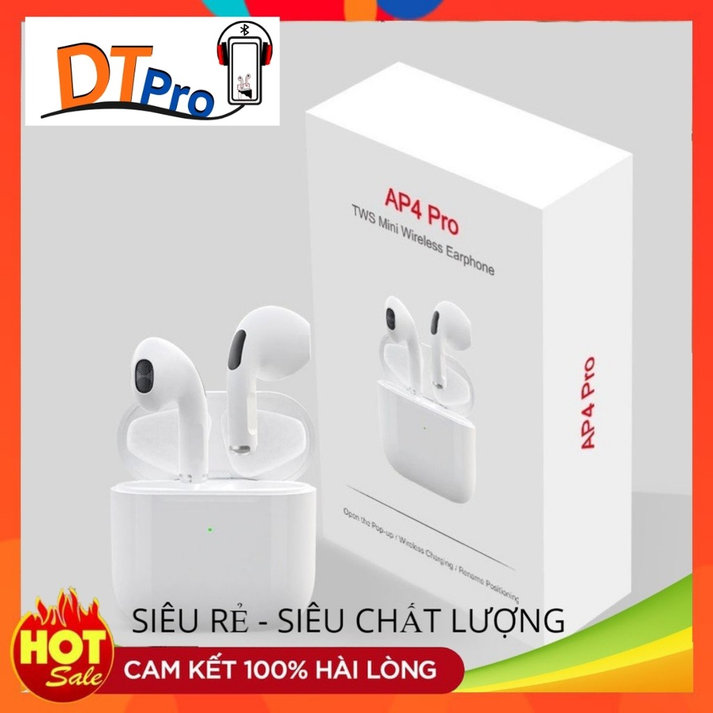 Tai Nghe Bluetooth , Tai Nghe Không Dây, Tai Nghe Pro4 Định Vị, Đổi Tên [ BẢO HÀNH 6 THÁNG ] -DTpro MS08