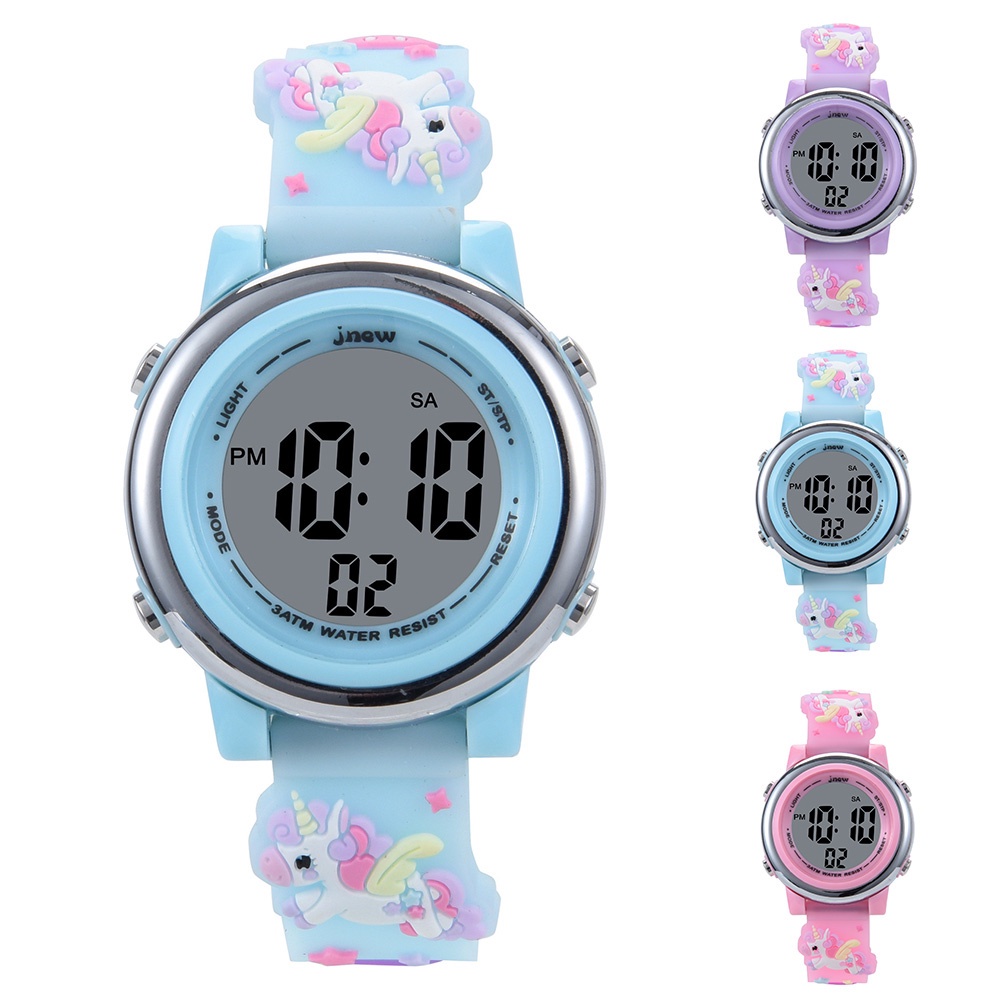 Đồng Hồ Đeo Tay Chống Nước 3D PVC Dễ Thương 7 Màu Cho Bé Gái Mới