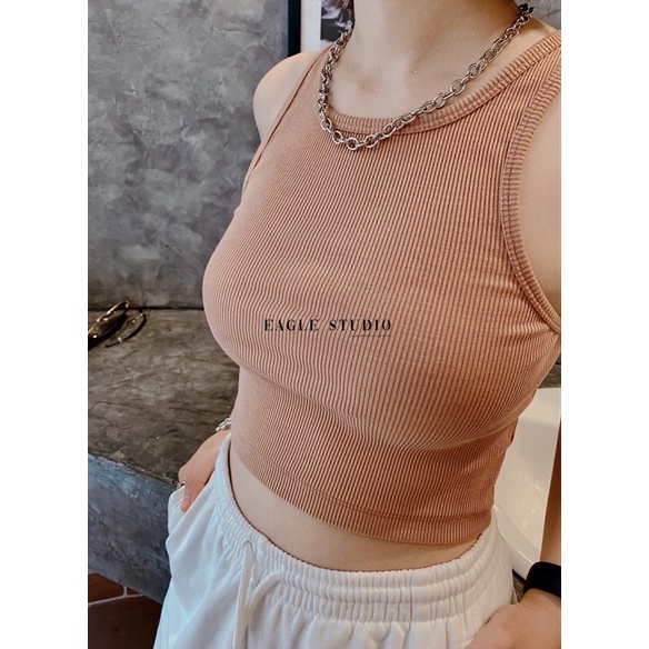 Áo ba lỗ nữ trơn dáng croptop chất thun gân Mỹ ( Basic TankTop)