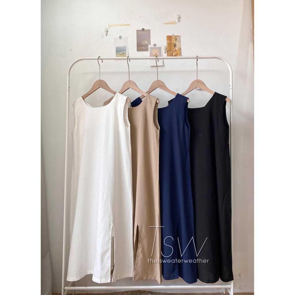 Váy suông ba lỗ xẻ đùi ulzzang che khuyết điểm chất thô đũi (Ảnh thật) | BigBuy360 - bigbuy360.vn